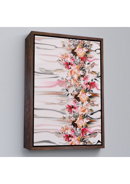 Çerçeveli Renkli Çiçek Desenli Dekoratif Duvar TABLOSU-6282