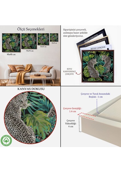 Çerçeveli Leoparlar Dekoratif Kanvas TABLO-5813 indirimleri