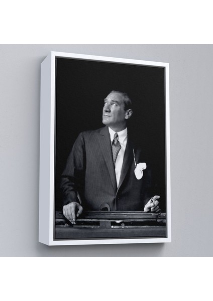 Çerçeveli Atatürk Portre Tablosu Mustafa Kemal Atatürk Dikdörtgen Dekoratif Kanvas Tablo-86
