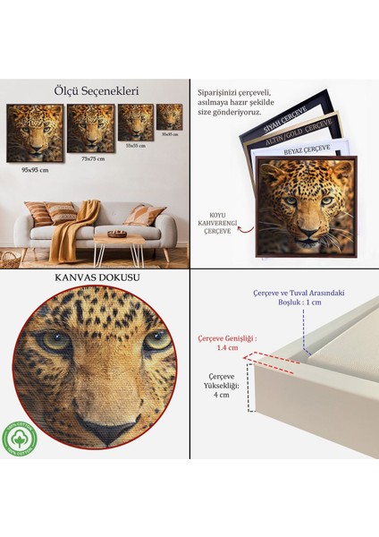 Çerçeveli Leopar Dekoratif Kanvas TABLO-5811 indirimleri