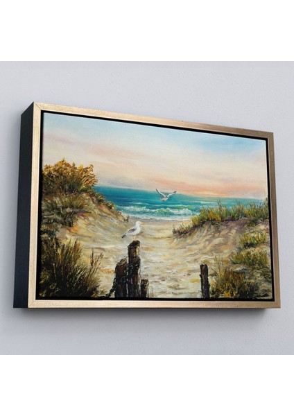 Çerçeveli Kumsaldan Okyanusa Bir Yol Yağlıboya Görünüm Dekoratif Kanvas Duvar TABLOSU-3665 modelleri
