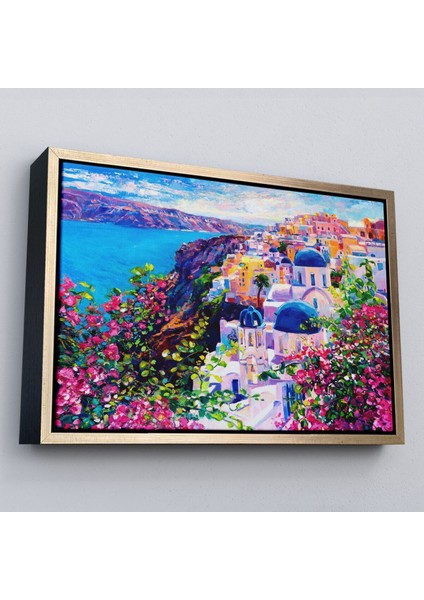 Çerçeveli Santorini Yunanistan Güzel Bir Kızın Kavramsal Soyut RESMI-3754