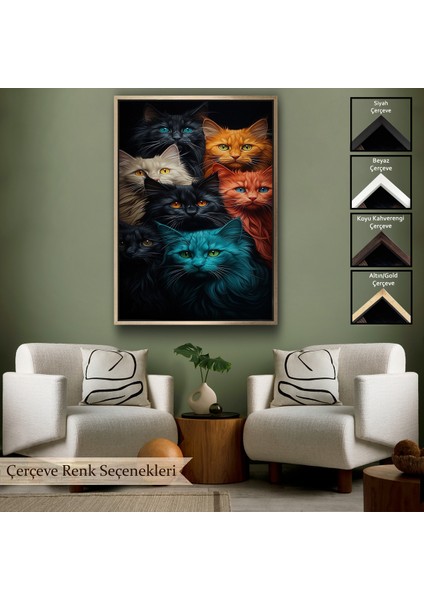 Çerçeveli Sevimli Kediler TABLOSU-7844