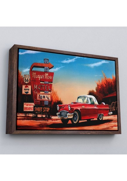 Çerçeveli Kırmızı Klasik Araba TABLOSU-6611