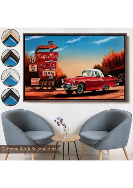 Çerçeveli Kırmızı Klasik Araba TABLOSU-6611