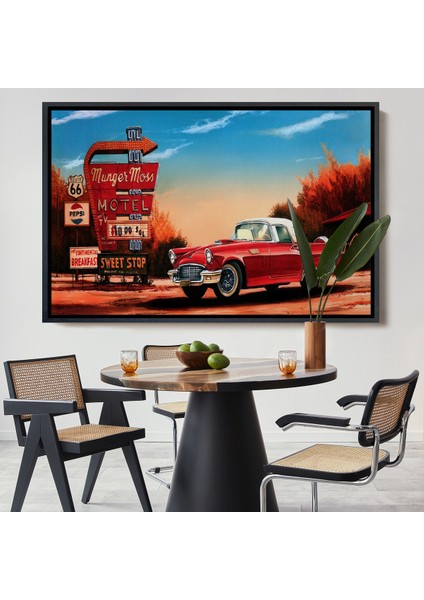 Çerçeveli Kırmızı Klasik Araba TABLOSU-6611