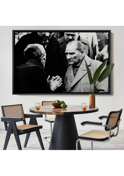 Çerçeveli Atatürk Portre Tablosu Mustafa Kemal Atatürk Dikdörtgen Dekoratif Kanvas TABLO-147