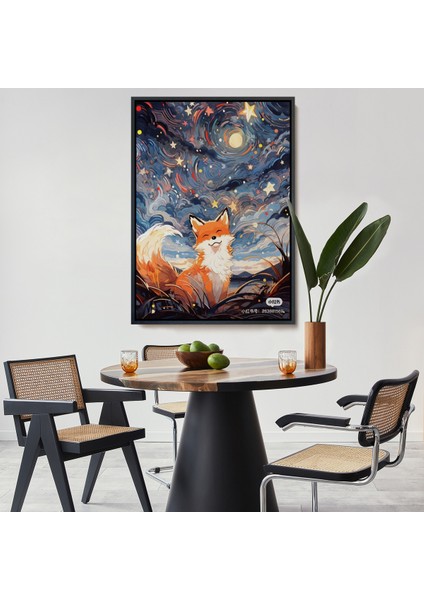 Çerçeveli Soyut Ormandaki Sarı Tilki TABLOSU-7839