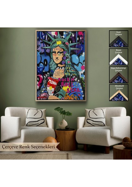 Çerçeveli Mona Lisa Grafitti Pop Art Duvar Tablosu -6216