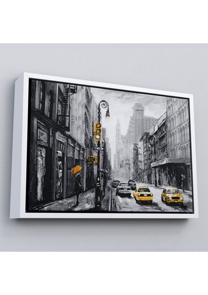 Çerçeveli New York Sokakları ve Sarı Taksi Yağlıboya Görünüm Kanvas TABLO-3552 fırsatları
