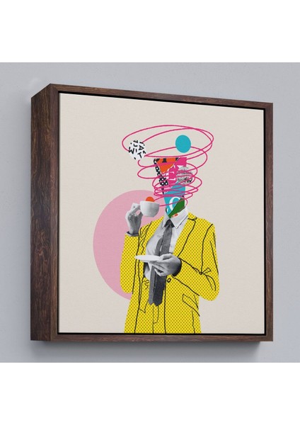 Çerçeveli Çizgi Roman Kahramanı Kahvesini Yudumluyor Pop Art Kanvas TABLO-5066 fiyatları