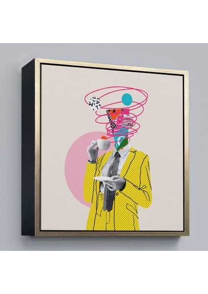 Çerçeveli Çizgi Roman Kahramanı Kahvesini Yudumluyor Pop Art Kanvas TABLO-5066 modelleri