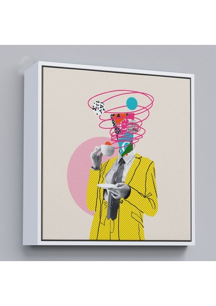 Çerçeveli Çizgi Roman Kahramanı Kahvesini Yudumluyor Pop Art Kanvas TABLO-5066 fırsatları