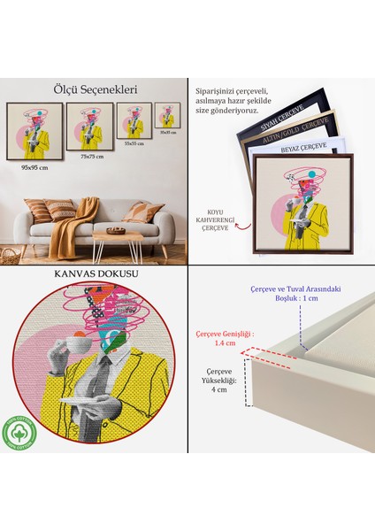 Çerçeveli Çizgi Roman Kahramanı Kahvesini Yudumluyor Pop Art Kanvas TABLO-5066 indirimleri