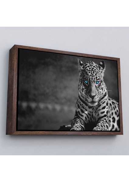 Çerçeveli Mavi Gözlü Leopar Dekoratif Kanvas TABLO-1162 fiyatları