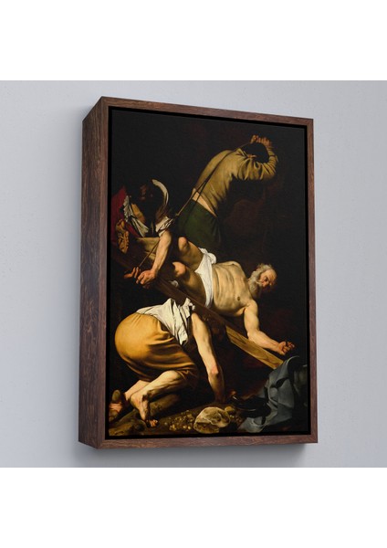 Çerçeveli Caravaggio - Aziz Petrus'un Çarmıha Gerilmesi Tablosu - Crucifixion Of Saint PETER-8106
