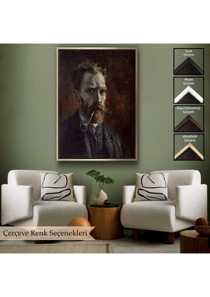 Çerçeveli Vincent Van Gogh - Pipolu Portre TABLO-7461