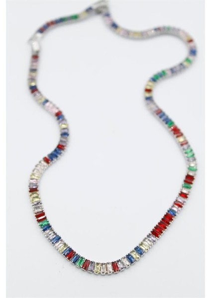 Orta Boy Renkli Su Yolu Kolye - Gümüş