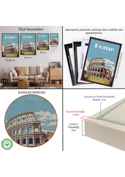 Çerçeveli Roma Italya Kolezyum TABLO-7696 indirimleri