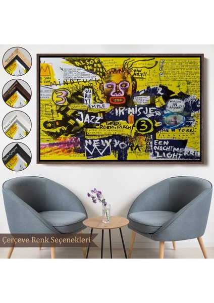 Çerçeveli Jean Michel Basquiat Şehir Sanatı Kanvas TABLO-5095
