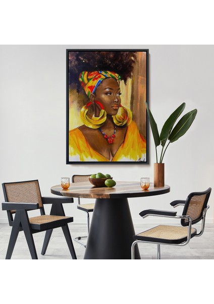 Çerçeveli Afro Amerikalı Güzel Kadın Duvar TABLOSU-6371
