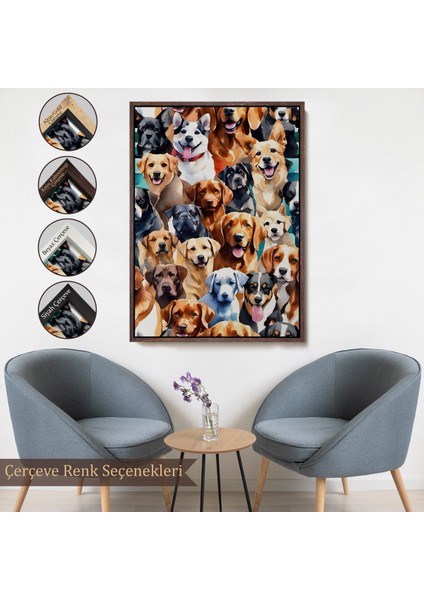 Çerçeveli Sevimli Köpekler TABLOSU-7920