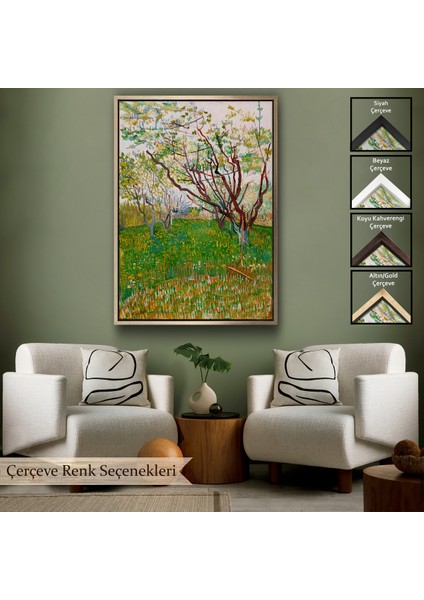 Çerçeveli Vincent Van Gogh - Meyve Çiçekleri TABLOSU-7450