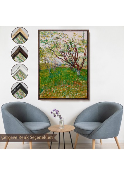 Çerçeveli Vincent Van Gogh - Meyve Çiçekleri TABLOSU-7450
