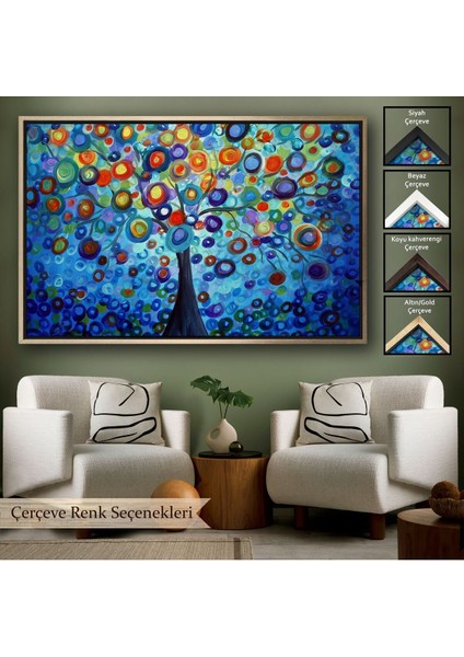 Çerçeveli Sürreal Ağaçtaki Renkler Senfonisi TABLOSU-6626