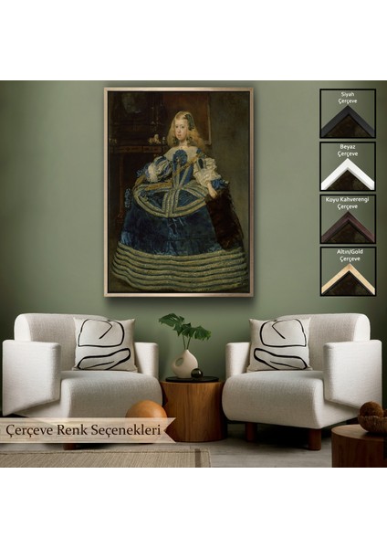 Çerçeveli Diego Velázquez - Infanta Margarita'nın Portre TABLO-7333
