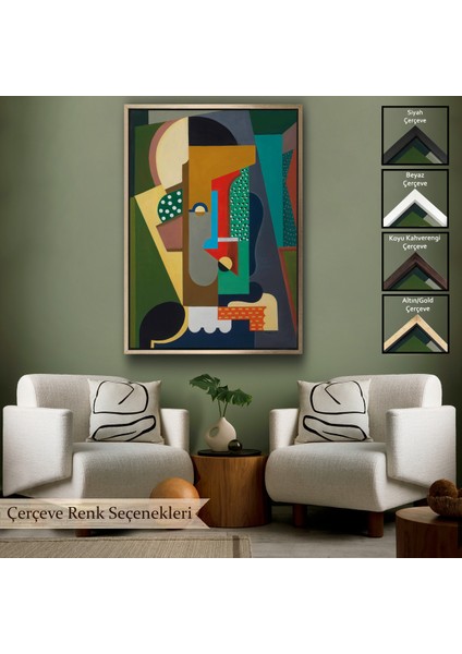 Çerçeveli Auguste Herbin - Kübist Kompozisyon TABLO-8097