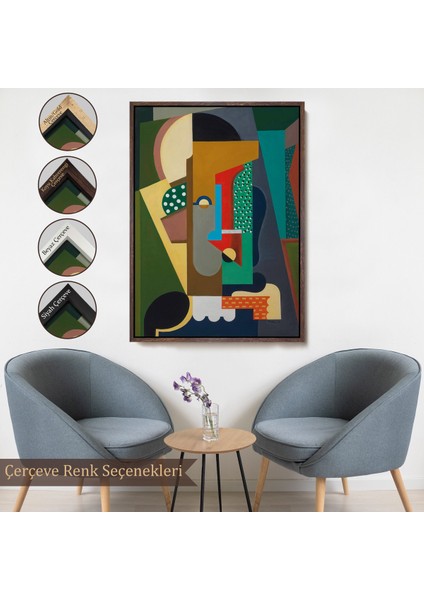 Çerçeveli Auguste Herbin - Kübist Kompozisyon TABLO-8097
