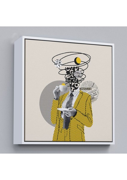 Çerçeveli Kahve Içen Çizgi Roman Kahramanı Pop Art TABLO-5801