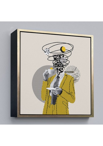 Çerçeveli Kahve Içen Çizgi Roman Kahramanı Pop Art TABLO-5801 modelleri