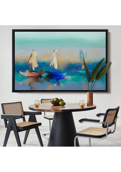 Çerçeveli Soyut Modern Sanat Yağlıboya Görünüm Dekoratif Kanvas Duvar TABLOSU-3589