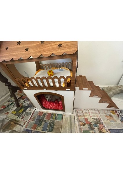 Küçük Irk Ahşap Köpek Evi, Rahat ve Şık Tasarım, Kahverengi Renk.