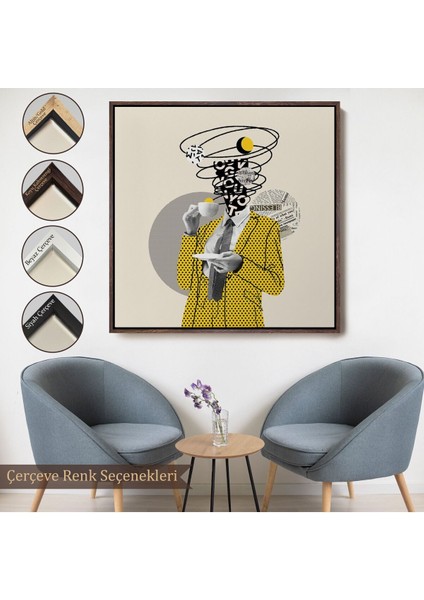 Çerçeveli Kahve Içen Çizgi Roman Kahramanı Pop Art TABLO-5801