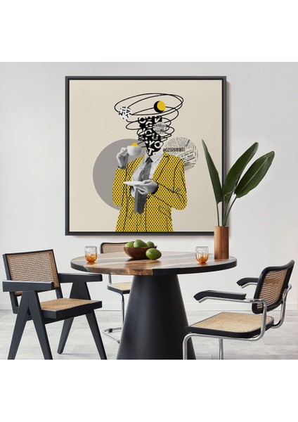 Çerçeveli Kahve Içen Çizgi Roman Kahramanı Pop Art TABLO-5801