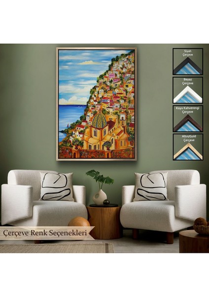 Çerçeveli Roberto Gagliardi'nin Positano Isimli TABLOSU-6328