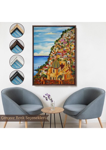 Çerçeveli Roberto Gagliardi'nin Positano Isimli TABLOSU-6328