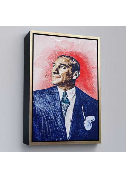 Çerçeveli Mustafa Kemal Atatürk'ün Yağlıboya Görünümlü Portre Çizimi Dekoratif Kanvas Tablo-81 modelleri