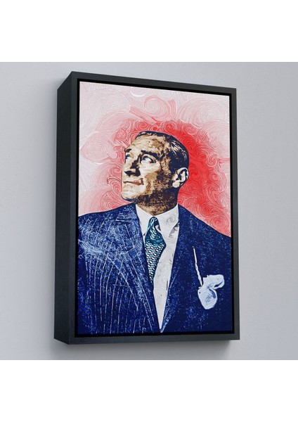 Çerçeveli Mustafa Kemal Atatürk'ün Yağlıboya Görünümlü Portre Çizimi Dekoratif Kanvas Tablo-81 fırsatları
