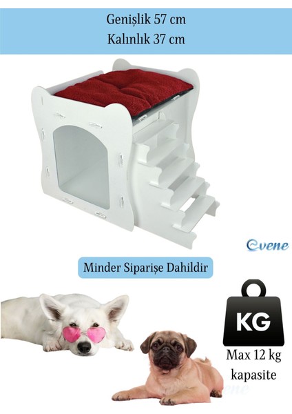 Beyaz Ahşap Köpek Evi, Şık ve Dayanıklı Tasarım, Merdivenli Model, Dekoratif Kullanım. fiyatları