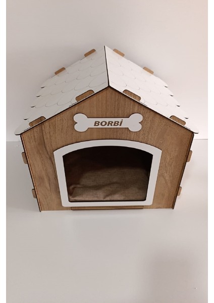 Ahşap Köpek Evi Seti, Minder ve Zincir Hediyeli, Beyaz modelleri