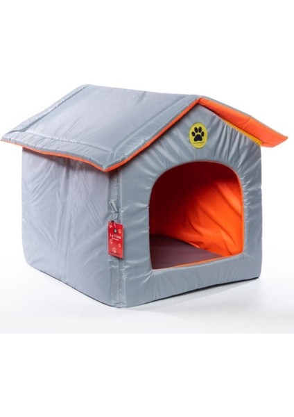 Gri Renkli Su ve Soğuk Geçirmez Kedi-Köpek Kulübesi 50X55X52