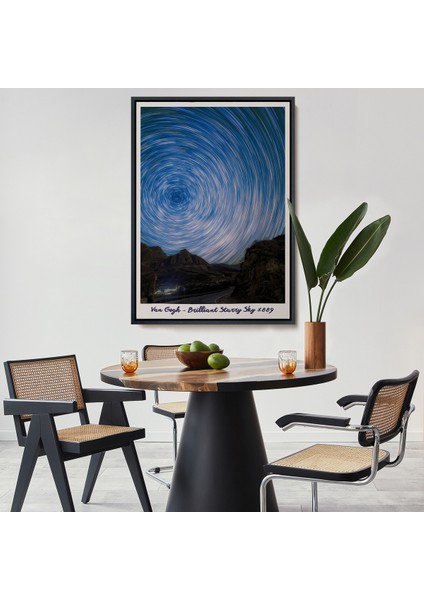Çerçeveli Vincent Van Gogh - Parlak Yıldızlı Gökyüzü Tablo - Brillant Starry SKY-8049