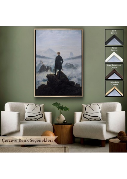 Çerçeveli Caspar David Friedrich'in Sis Denizinin Üstündeki Gezgin Isimli Eseri Kanvas TABLO-5121