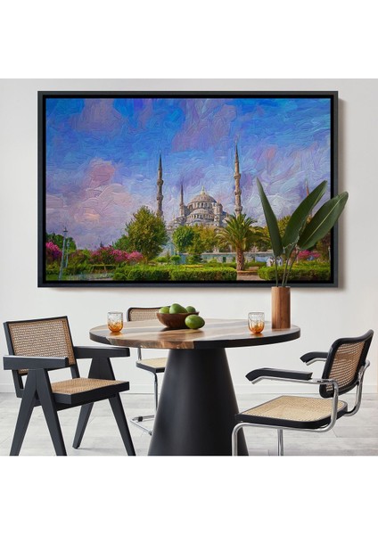 Çerçeveli Sultan Ahmet Camii Yağlıboya Görünüm Kanvas Duvar TABLOSU-3692