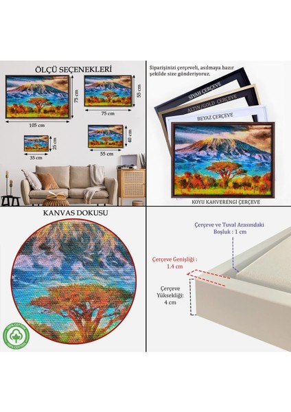 Çerçeveli Tanzanya Kilimanjaro Dağı Manzarası Duvar TABLOSU-3480 indirimleri