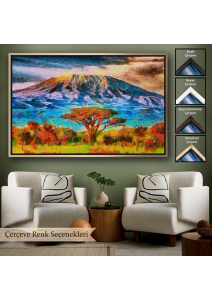 Çerçeveli Tanzanya Kilimanjaro Dağı Manzarası Duvar TABLOSU-3480